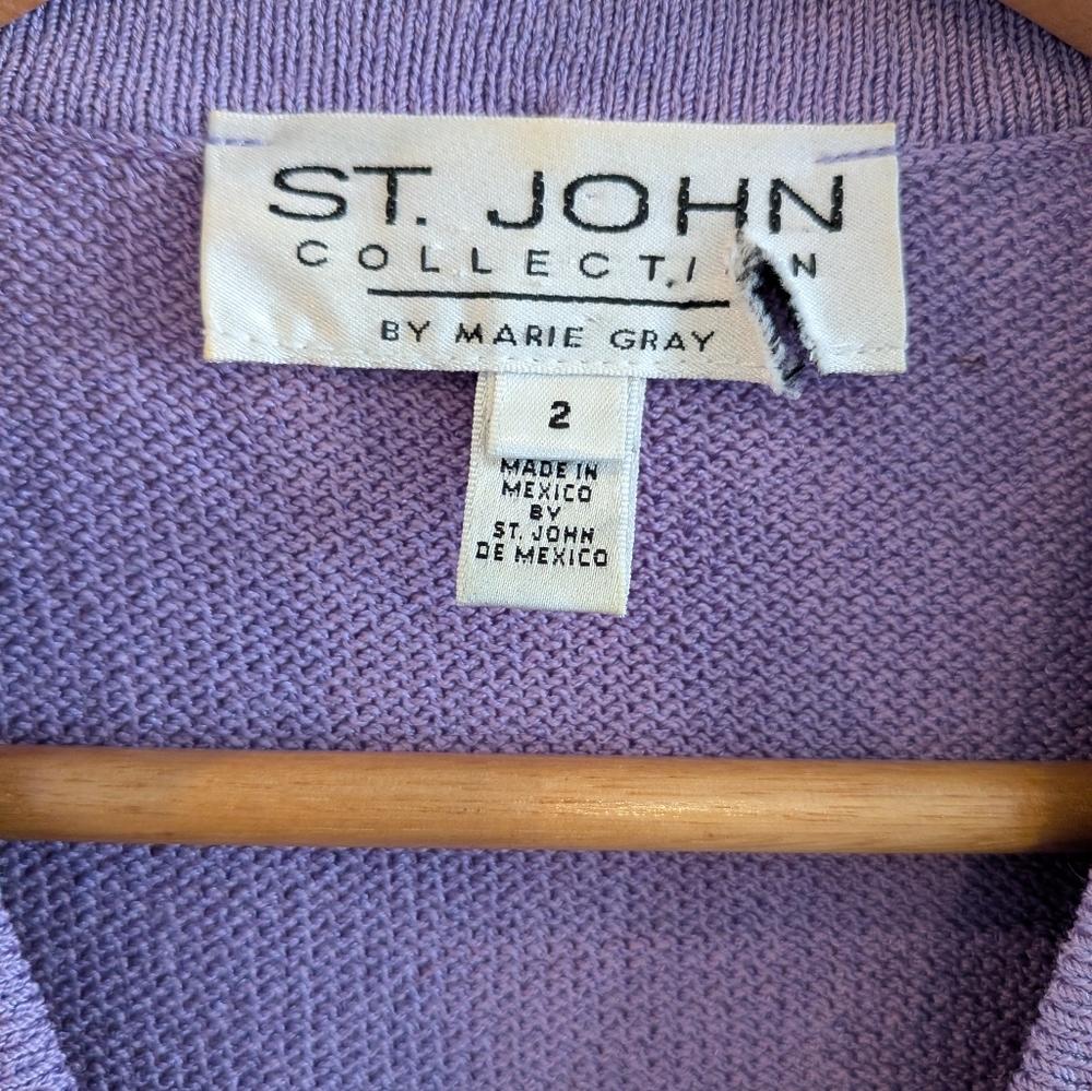 St John Collection Santana Knit Lavender Purple Cardigan Wool Blend Size 2 - Picture 12 of 13